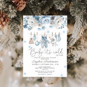 Invitación Baby It's Cold Outside Clothesline Baby Shower