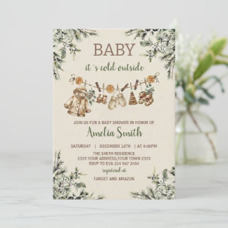 Invitación Baby Its Cold Outside Clothest Line Baby Shower