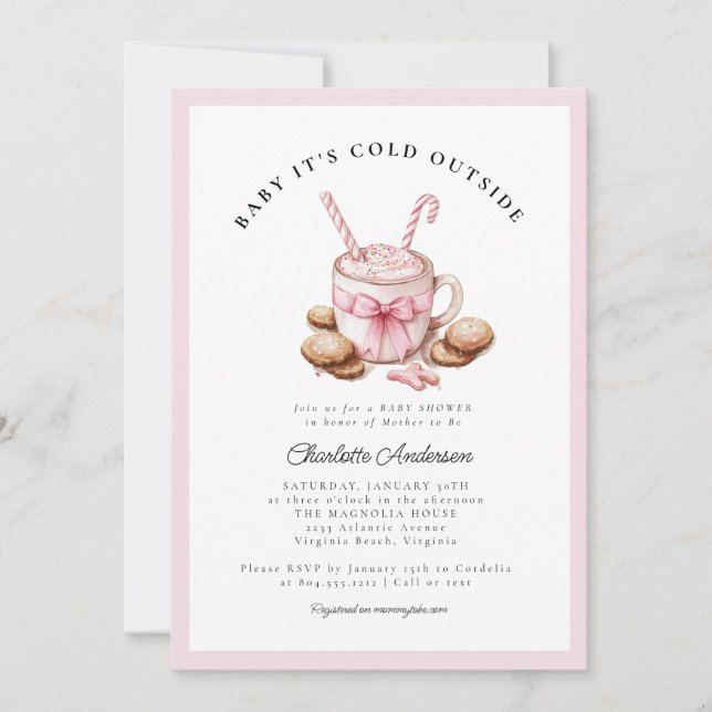 Invitación Baby It's Cold Outside Coquette Baby Shower  (Anverso)