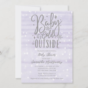 Invitación Baby It's Cold Outside Ducha de Bebé Lavanda