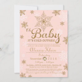 Invitación Baby It's Cold Outside, Pink & Gold Baby Shower