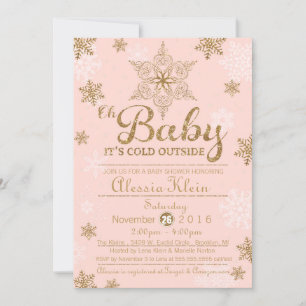 Invitación Baby It's Cold Outside, Pink & Gold Baby Shower