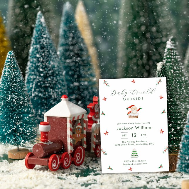 Invitación Baby It's Cold Outside Santa Winter Baby Shower (Baby It's Cold Outside Santa Winter Baby Shower Invitation)