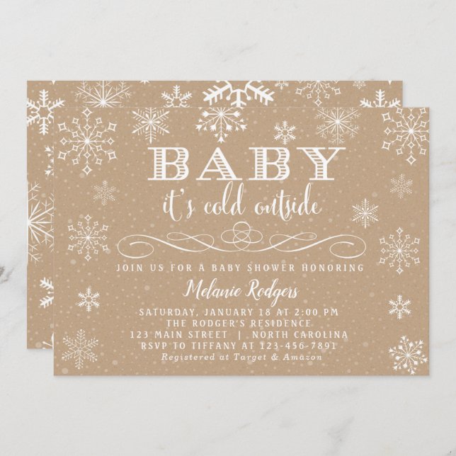 Invitación Baby It's Cold Outside Snow Baby Shower Invite (Anverso / Reverso)