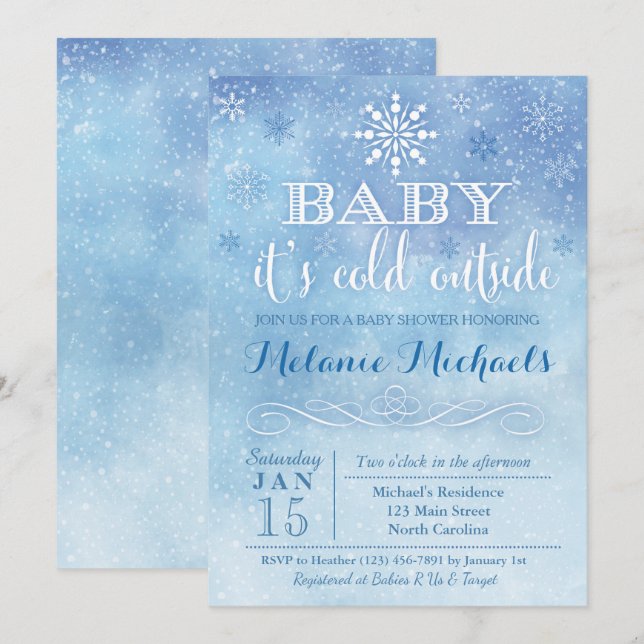 Invitación Baby It's Cold Outside Snow Baby Shower Invite (Anverso / Reverso)