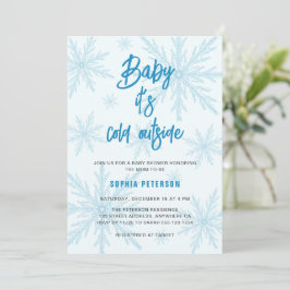 Invitación Baby Its Cold Outside Snowflakes Boy Baby Shower