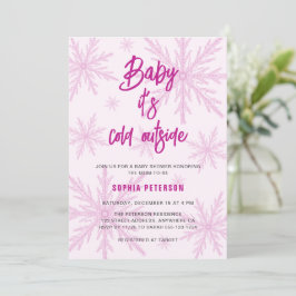 Invitación Baby Its Cold Outside Snowflakes Girl Baby Shower