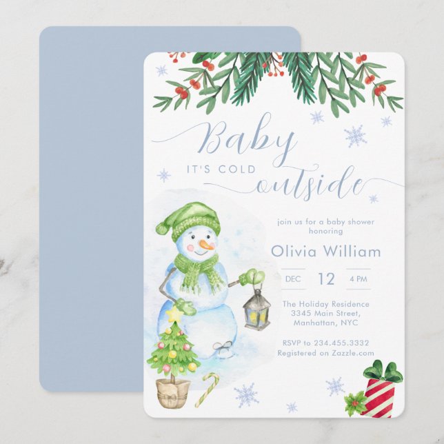 Invitación Baby It's Cold Outside Snowman Baby Shower (Anverso / Reverso)