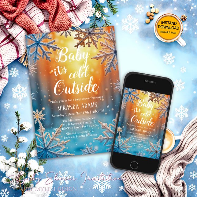 Invitación Baby Its Cold Outside Snowy Winter Baby Shower (Subido por el creador)