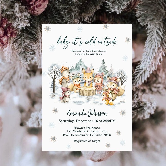 Invitación Baby It's Cold Outside Winter Animals Baby Shower (Subido por el creador)
