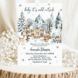 Invitación Baby It's Cold Outside Winter animals Baby Shower