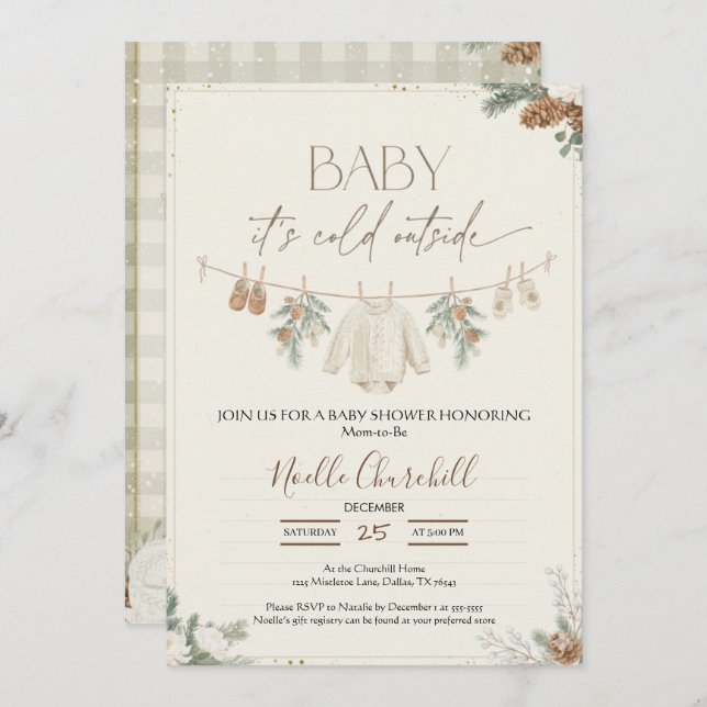 Invitación Baby It's Cold Outside Winter Baby Shower  (Anverso / Reverso)