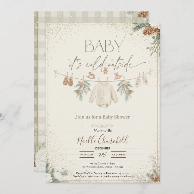 Invitación Baby It's Cold Outside Winter Baby Shower  (Anverso / Reverso)
