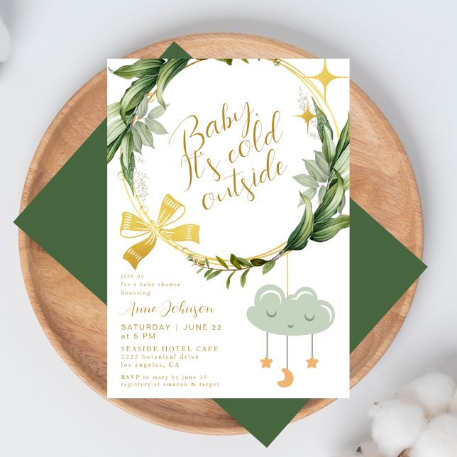 Invitación Baby Its Cold Outside Winter Botanical Baby Shower (Subido por el creador)