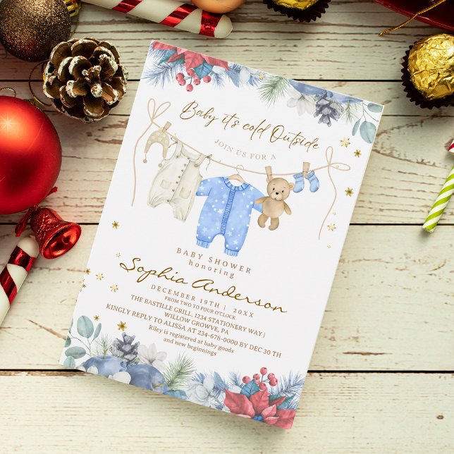 Invitación Baby Its Cold Outside Winter Boy Baby Shower (Subido por el creador)