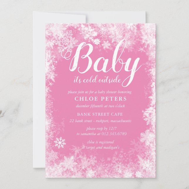 Invitación Baby It's Cold Outside Winter Chica Baby Shower (Anverso)
