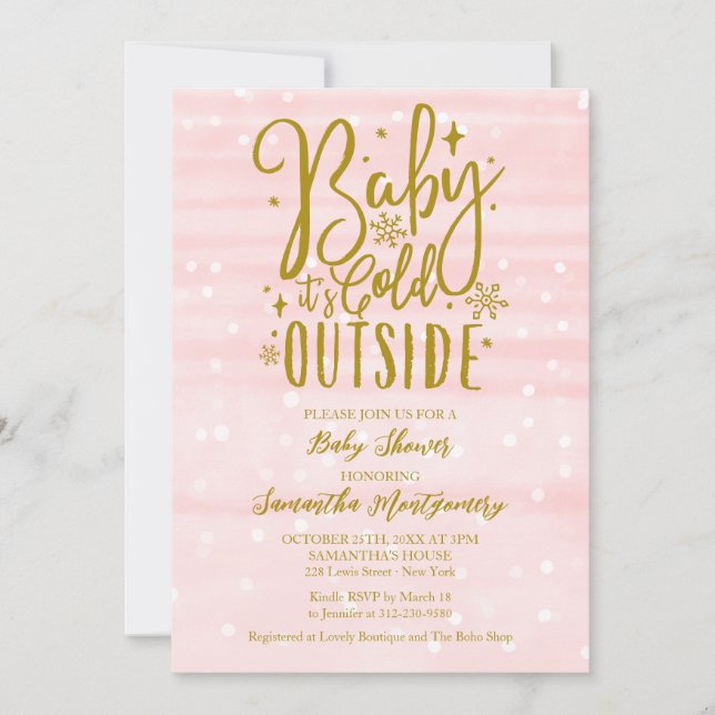 Invitación Baby It's Cold Outside Winter Chica Baby Shower (Anverso)