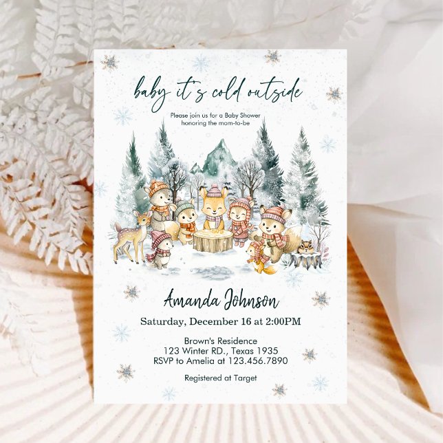 Invitación Baby It's Cold Outside Winter Forest Baby Shower (Subido por el creador)