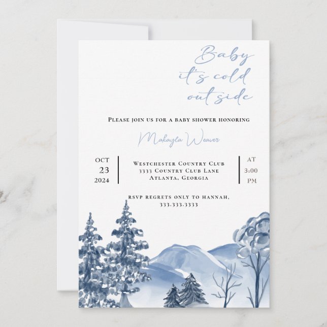 Invitación Baby It's Cold Outside Winter Mountain Baby Shower (Anverso)