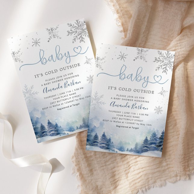 Invitación Baby It's Cold Outside Winter Mountain Baby Shower (Subido por el creador)
