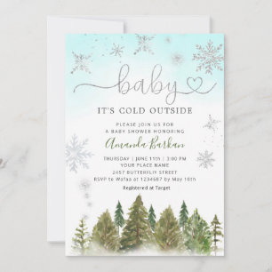 Invitación Baby It's Cold Outside Winter Mountain Baby Shower
