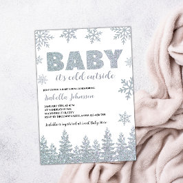 Invitación Baby It's Cold Outside Winter Purpurina Baby Showe