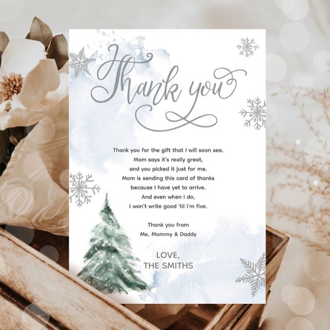 Invitación Baby It's Cold Outside Winter Tree Gracias Card (Subido por el creador)