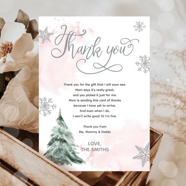 Invitación Baby It's Cold Outside Winter Tree Gracias Card (Subido por el creador)