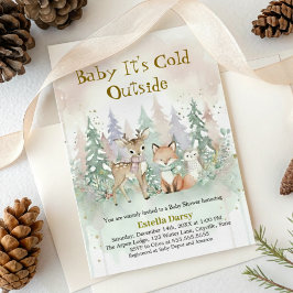 Invitación Baby It's Cold Outside Winter Woodland Baby Shower
