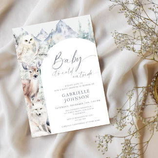 Invitación Baby It's Cold Outside Winter Woodland Baby Shower