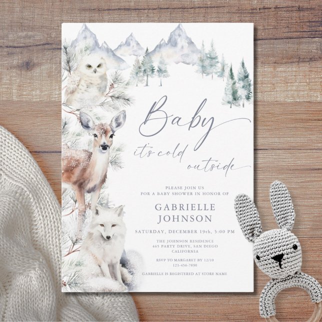 Invitación Baby It's Cold Outside Winter Woodland Baby Shower (Subido por el creador)