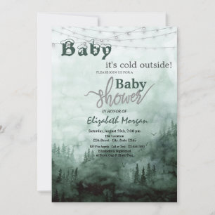 Invitación Baby It's Cold Pine Tree Forest Baby Shower