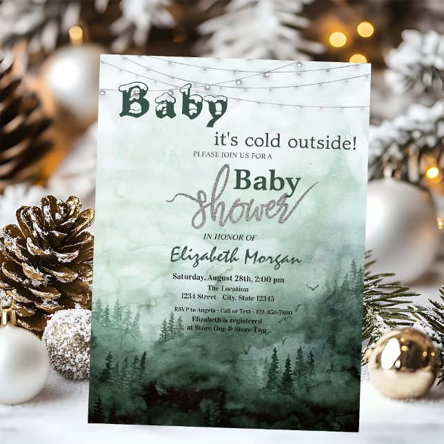 Invitación Baby It's Cold Pine Tree Forest Baby Shower (Subido por el creador)