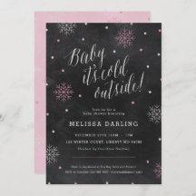 Baby It's Cold Winter Baby Shower Pink Chalkboard