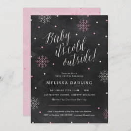 Invitación Baby It's Cold Winter Baby Shower Pink Chalkboard