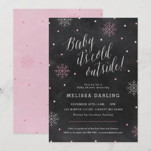 Invitación Baby It's Cold Winter Baby Shower Pink Chalkboard