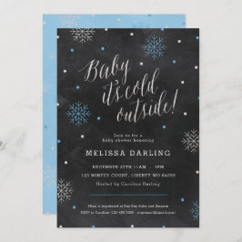 Invitación Baby It's Cold Winter Chalkboard Blue Baby Shower
