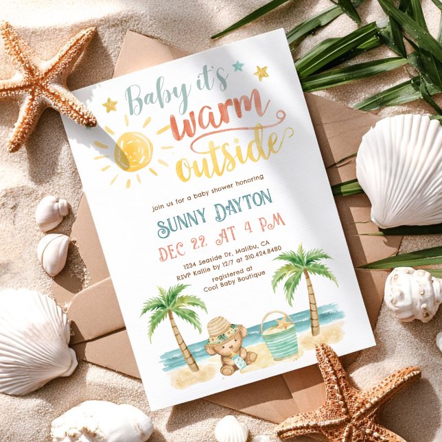 Invitación Baby it's Warm Outside Tropical Beach Baby Shower (Subido por el creador)