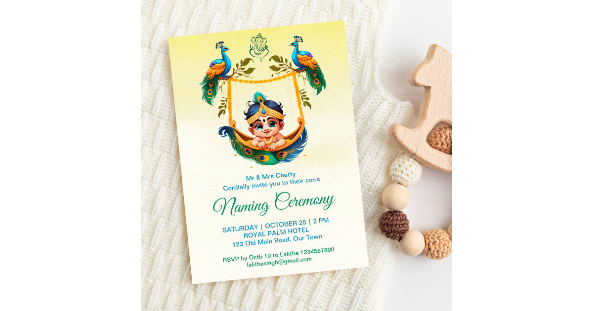 Invitación Baby Krishna Naming Namkaran Cradle Ceremony Zazzle.es