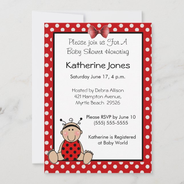 Invitación Baby Ladybug (Anverso)