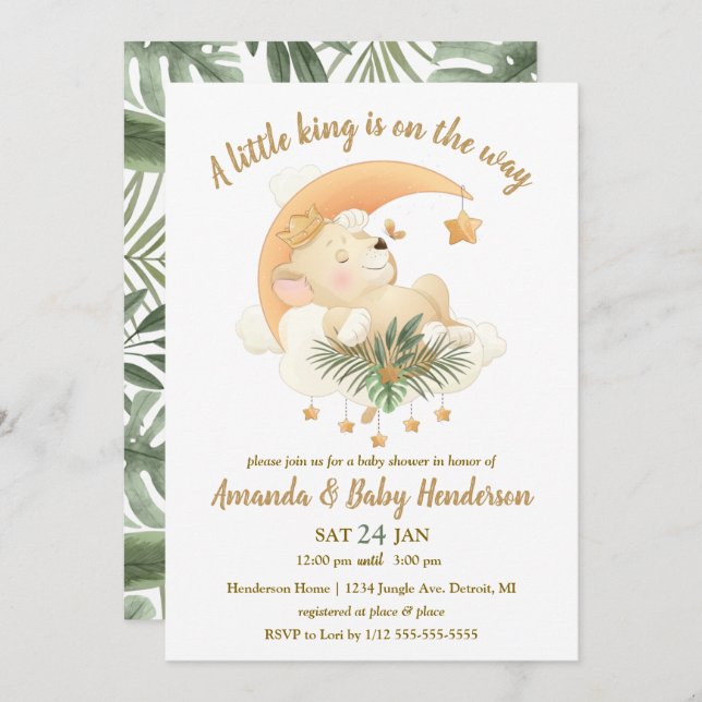 Invitación Baby Lion Safari Baby Shower (Anverso / Reverso)
