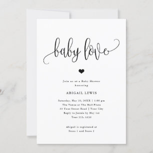 Invitación Baby Love Black/White Caliligraphy Baby Shower