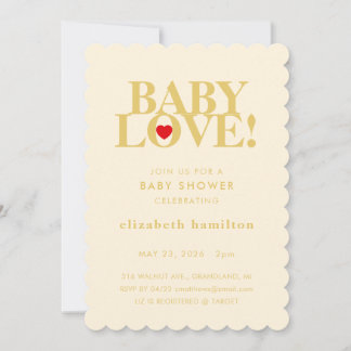 Invitación BABY LOVE! Bold Cream Gold Baby Shower Invitation