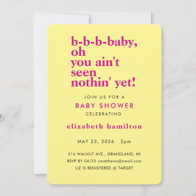 Invitación BABY LOVE! Bold Cream Gold Baby Shower Invitation (Anverso)