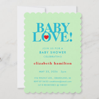 Invitación BABY LOVE! Bold Green Blue Baby Shower Invitation