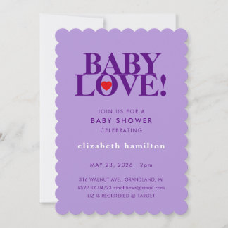 Invitación BABY LOVE! Bold Purple Baby Shower Invitation