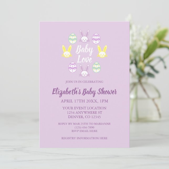 Invitación Baby Love Easter Baby Shower (Anverso de pie)