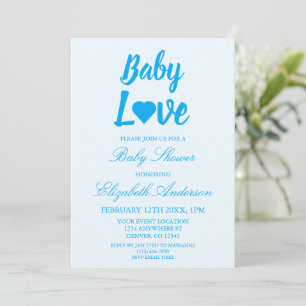 Invitación Baby Love Heart Boy Baby Shower