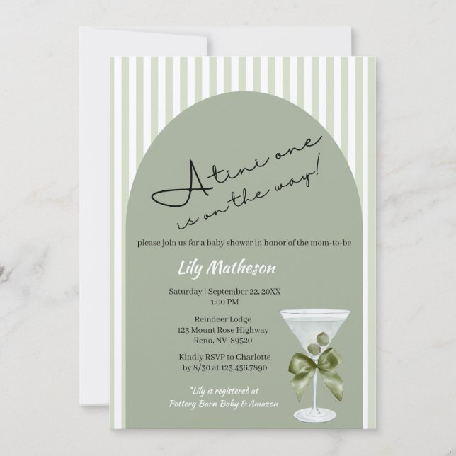 Invitación Baby Martini 'tini-one' Baby Shower (Anverso)