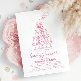 Invitación Baby Milk Bottle Champagne Tower Funny Baby Shower